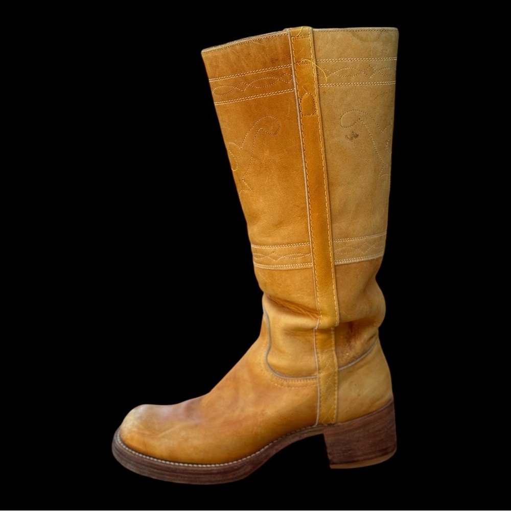 Authentic Vintage 1970’s Frye Black Label Campus Boot with Deer Head Stitching - Picture 7 of 16